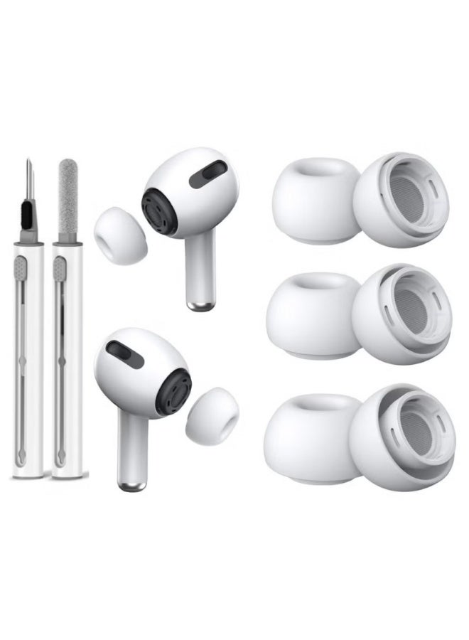 [3 أزواج] أطراف أذن بديلة لسماعات AirPods Pro و AirPods Pro 2 (صغير/متوسط/كبير) مع فتحات لتقليل الضوضاء، أطراف أذن سيليكونية مع شبكة غبار + قلم تنظيف - Image 1